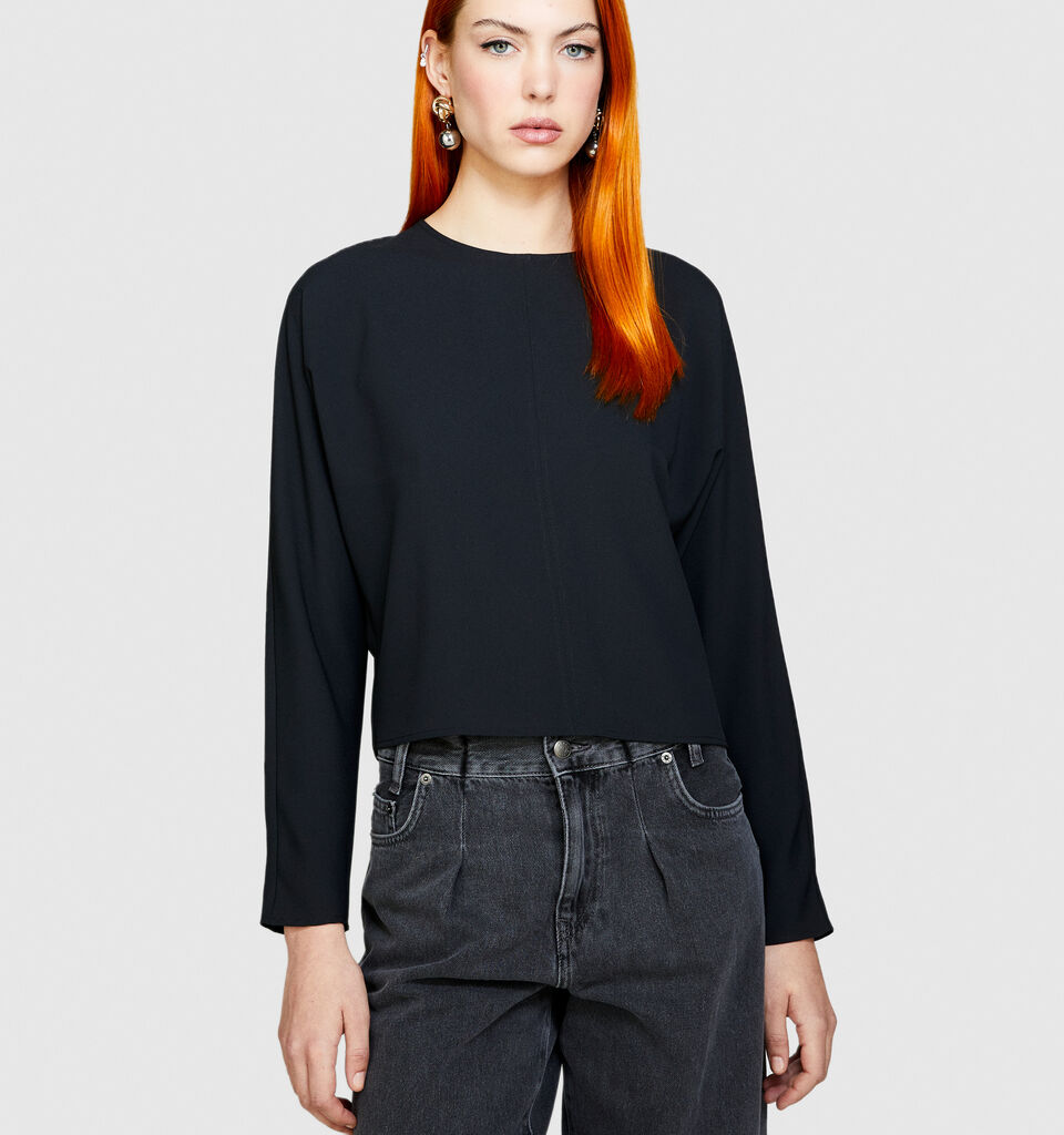 Blouse with crisscross - women's blouses - Black | Sisley image number 4